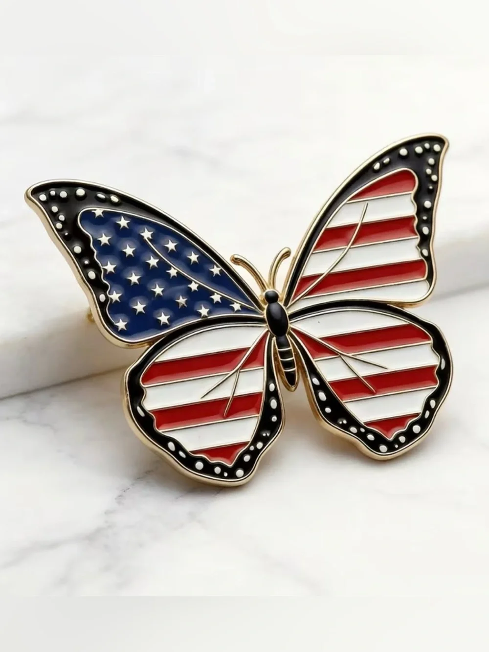 American Flag Brooch Butterfly shaped Independence Day Patriotic Stars Stripes